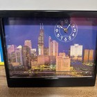 Vintage Lighted Chicago Skyline Clock Man Cave Bar Wall Decor Fiber Optic