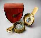 Vintage Nautical Solid Brass Wwi Military Marine Pocket Compass Occasions Gift