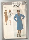 9278 Simplicity Sewing Pattern Uncut Front Wrap Dress Size 14 Vintage 1970s