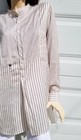 Christian Dior Blouse Tunic Shirt Sz 12 Silk Strips Hi-low Band Collar Henley