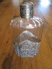 Antique Victorian Etched Glass Sterling Silver Base Vanity Bottle Perfume Flask