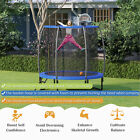 8 Ft Recreational Trampoline W basketball Hoop Safety Enclosure Net Ladder