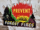 Vintage Smokey Bear Porcelain Sign Old Forest Service National Park Prevent Fire