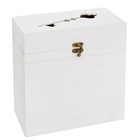 Rustic Wooden Wedding Card Box With Lock And Slot For Reception  White  9 8x5x10