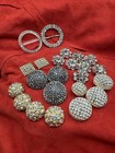 Vintage Lot Of Twenty Rhinstones Buttons  Two Buckles  See Pics 