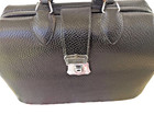Kruse Antique Doctor Hand Bag Black Pebbled Leather Cowhide 