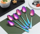 Rainbow Coffee Spoons 6pcs titanium Stainless Plated Dessert Soup Cutlery