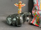 Old Inuit Carved Black Stone Seal With Old Collection Number
