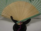 Vintage Japanese Hand Painted Silk Floral Cut Out Design Bamboo Sticks Hand Fan