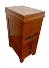 Rare Antique File Cabinet Tilt Open Top Index Card Drawers Paneled Sides Casters