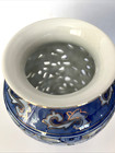 Vtg Chinese Reticulated Vase Blue   White Floral Pierced Porcelain Gold Gilt 12 