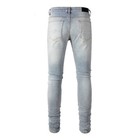 Men s Skinny Stretch Denim Jeans  Pu Patches  Distressed Rips   Wash Effect