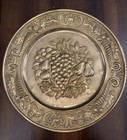Vtg Mcm Peerage England Repousse Embossed Brass Wall Plate 14 5    Fruit   Grapes
