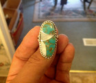 Vintage Navajo N  Lee Sterling Silver Turquoise   Mother Of Pearl Ring Size 9 75