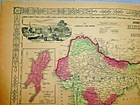 Antique Lovely Colored  Map British India Hindostan Calcutta Johnson   Ward 1863
