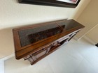 Antique Solid Wood Sideboard Buffet With Wine Rack   Granite Top