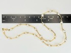 Vintage 14k Yellow Gold And Cultured Pearl Alternating Bar Tube Link Necklace 6g