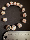 14 Vintage Indian Glass Trade Beads -  b1530  Fancy Chevron 10  Mm Lot