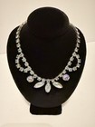 Vintage Silver Tone Blue Rhinestone Adjustable Necklaces And Earrings
