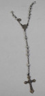 Vtg Rosary Part Ornate Crucifix Pendant Virgin Mary Medal Tiny Glass Beads Italy