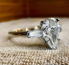 Moissanite Solitaire Engagement Ring Pear Cut 3 50 Ct Solid 14k Yellow Gold Vvs1