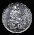1911 Peru 1 5 Sol Km 205 2 Silver Coin  Unc 