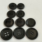 Vintage Buttons Mixed Lot Of 10 Black Round Four Hole Crafting 7 8 -1 25 