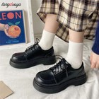 Women Platform Vintage Shoes Oxford Shoes Vintage Brown Leather Lace Up Fashion