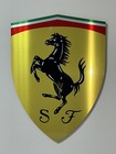 Large 18    Shield Ferrari Yellow Gold  Racing Inspired Brushed Aluminum Sign