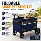 Foldable Dog Cart For Large Dogs 2-in-1 Push Pull Wagon Stroller With Ramp