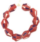 Authentic Red Multi Colored Bicone Ghana Recycled Glass African Trade Beads