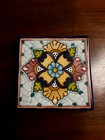 Vtg Talavera Blossom Mexican Art Pottery Tile  trivet Signed 