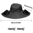 Wide Brim Hat W Solar Usb Powered Fans Outdoor Fishing Hiking Hat Sun Protection