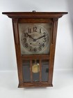Antique English Oak Wall Clock     Working Pendulum Clock