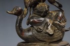 12  Old Antique Tibetan Buddhism Temple Bronze Gilt Swan Tara Bodhisattva Statue