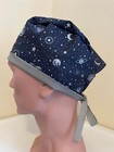 Mens Unisex Skull Chemo Scrub Surgical Uniform Cap Hat Navy Blue Space