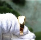 Men s 14k Yellow Gold Diamond Signet Ring Emerald Bezel Setting Sz 7