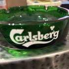Vintage Carlsberg Beer Lager Ashtray Green Glass Man Cave Retro Advertising 4 5 