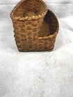 Antique Basket 2 Tier Double Wall Hanging Splint Ash New England 19thc Rare 