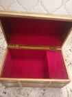 Vintage  Victorian Scene Jewelry Trinket Box Gold Gilt