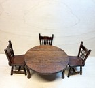 Vtg Concord Walnut Drop Leaf Table Chairs Wall Cabinet Dollhouse Miniature 1 12