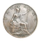 1911 Great Britain Farthing 115 Years Old Coin King George V Km 808 1