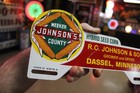 Rare 1950s Johnson Seed Corn  Dealer Painted Metal Topper Sign Dassel Minnesota