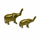 Vintage Pair Brass Elephant Statue Figurines With Trunks Up Good Luck