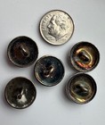 5 Small Gorgeous Victorian Silverplate Brass Buttons 14mm f18