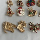Set Of 12 Christmas Pins Brooch Lot  Holiday Brooch  santa  Christmas Tree 2327