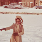 Vintage 1970 s Photo Pretty African American Woman In Snow Midwest Apartments
