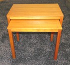 2 Vintage Mid Century Danish Modern Teak Wood Nesting End Side Coffee Tables Mcm