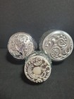 Vtg 3-piece Avon Glass Vanity Jars  Silver-toned Embossed Lids Collectible Decor