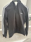 Dp241  Adidas Women   s Black Zip Hoodie Jacket Size L 3-stripes Logo Full Zip